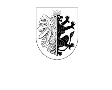A black and white shield emblem featuring a crowned lion on the left and a crowned eagle on the right. Below the shield, the text reads “WOJEWÓDZTWO KUJAWSKO-POMORSKIE” in uppercase letters.