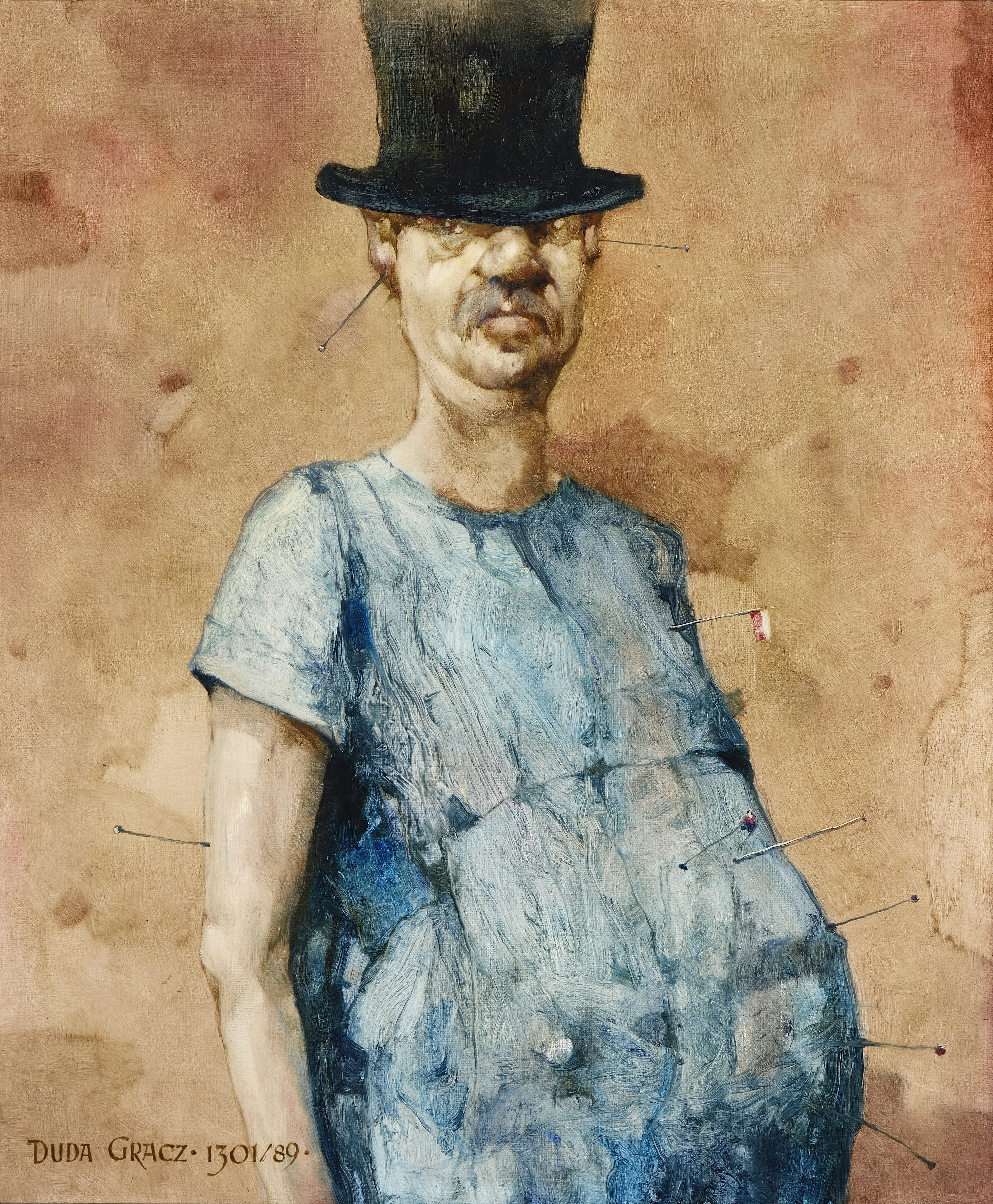 Obraz 1301 / Autoportret / Painting 1301 / Self-Portrait, 1989, olej na płycie pilśniowej / oil on fibreboard, 54 × 65 cm