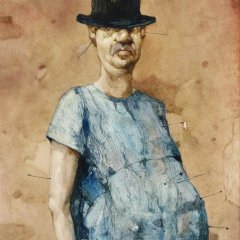 Obraz 1301 / Autoportret / Painting 1301 / Self-Portrait, 1989, olej na płycie pilśniowej / oil on fibreboard, 54 × 65 cm