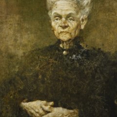 Portret matki / Portrait of Mother, 1983, olej na płycie pilśniowej / oil on fibreboard, 50 × 59,5 cm